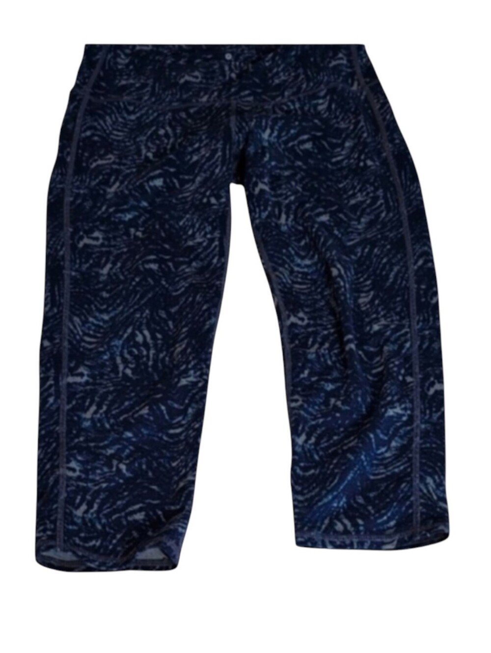 Athleta Chaturanga Blue Zebra Patterned Capri Cropped Leggings Size Small